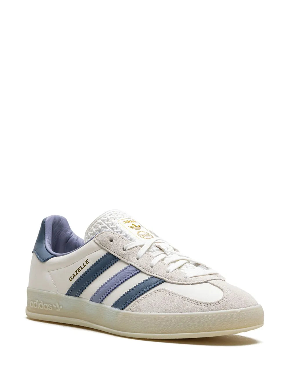 adidas Gazelle Leather Sneakers — White/Prussian Blue/Lavender Purple — Size US M 6 - US W 7.5 — Side View
