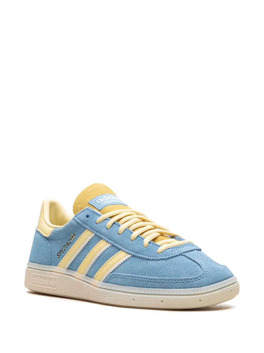 adidas Handball Spezial Semi Blue/Burst Yellow Sneakers — Light Blue/Light Yellow — Size US M 9.5 - US W 11 — Side View