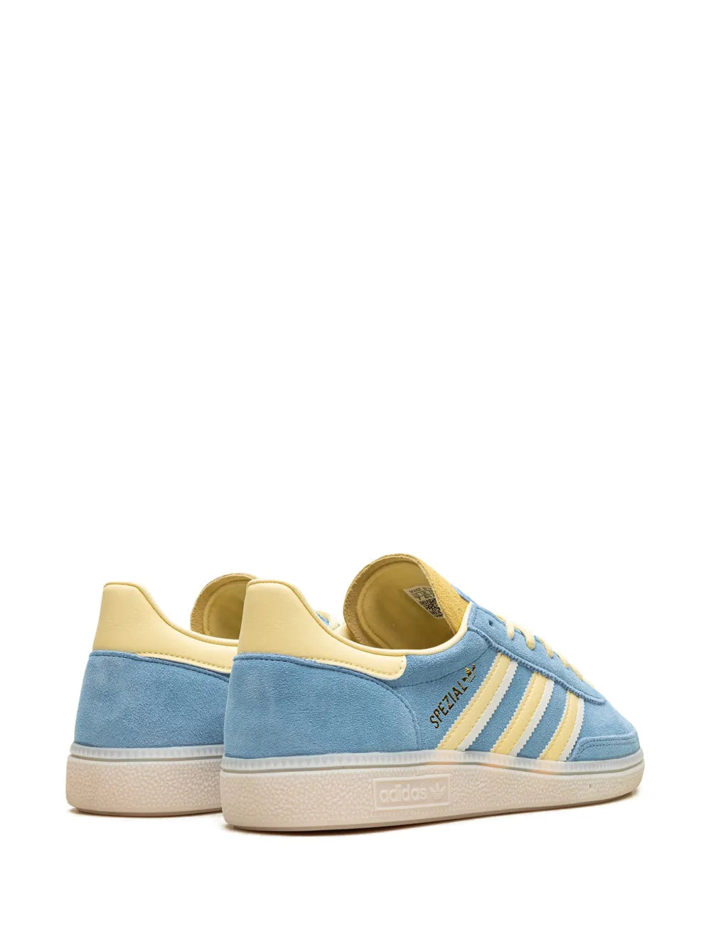 adidas Handball Spezial Semi Blue/Burst Yellow Sneakers — Light Blue/Light Yellow — Size US M 9.5 - US W 11 — Back View