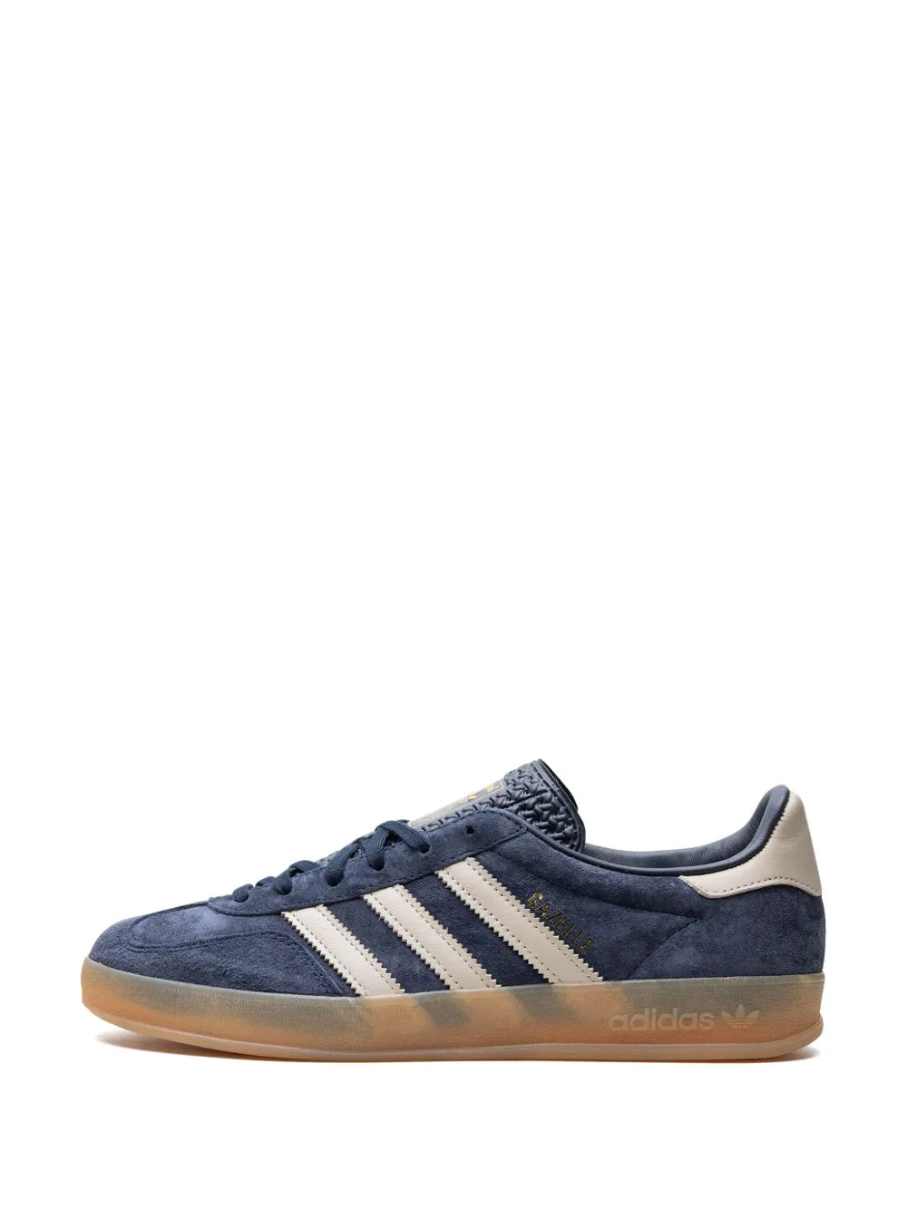 adidas Gazelle Lace-Up Sneakers — Navy Blue/Ivory White — Size US M 6 - US W 7.5 — Detail View