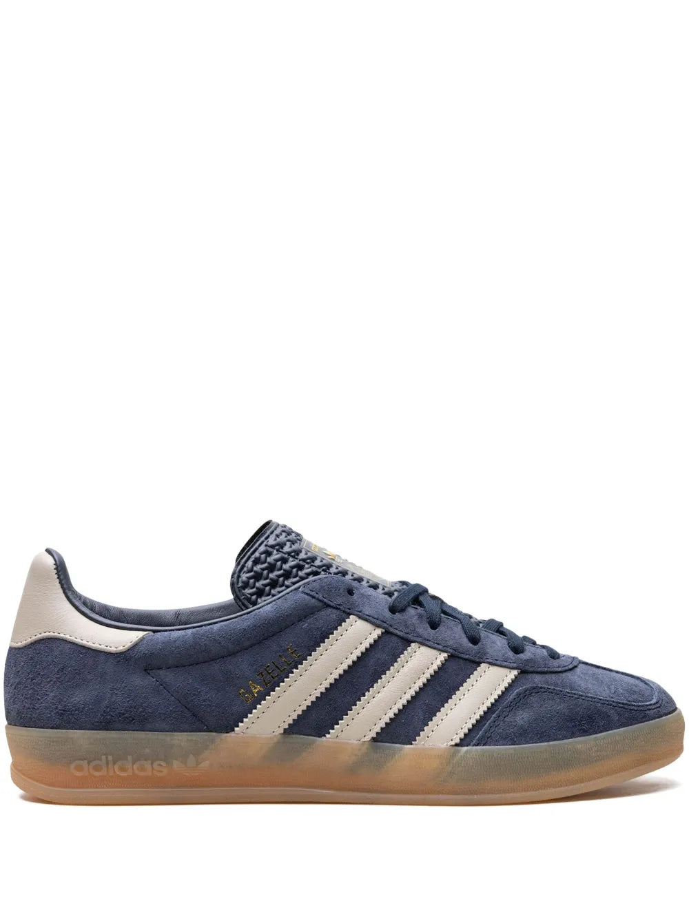 adidas Gazelle Lace-Up Sneakers — Navy Blue/Ivory White — Size US M 6 - US W 7.5 — Front View