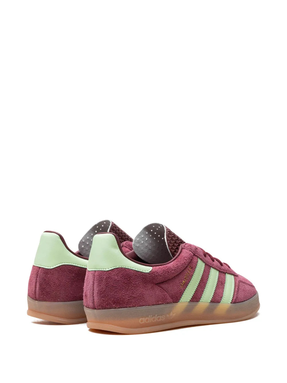 adidas Gazelle Indoor Shadow Red/Semi Spark Green Sneakers — Burgundy/Mint Green — Size US M 6.5 - US W 8 — Back View