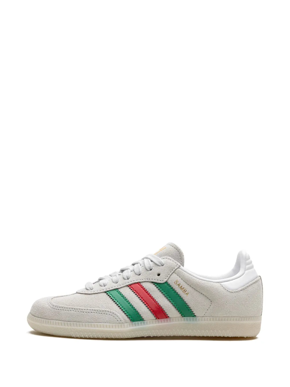adidas Samba Og Italy Sneakers — Off-White/Grass Green/Scarlet — Size US M 3.5 - US W 5 — Detail View