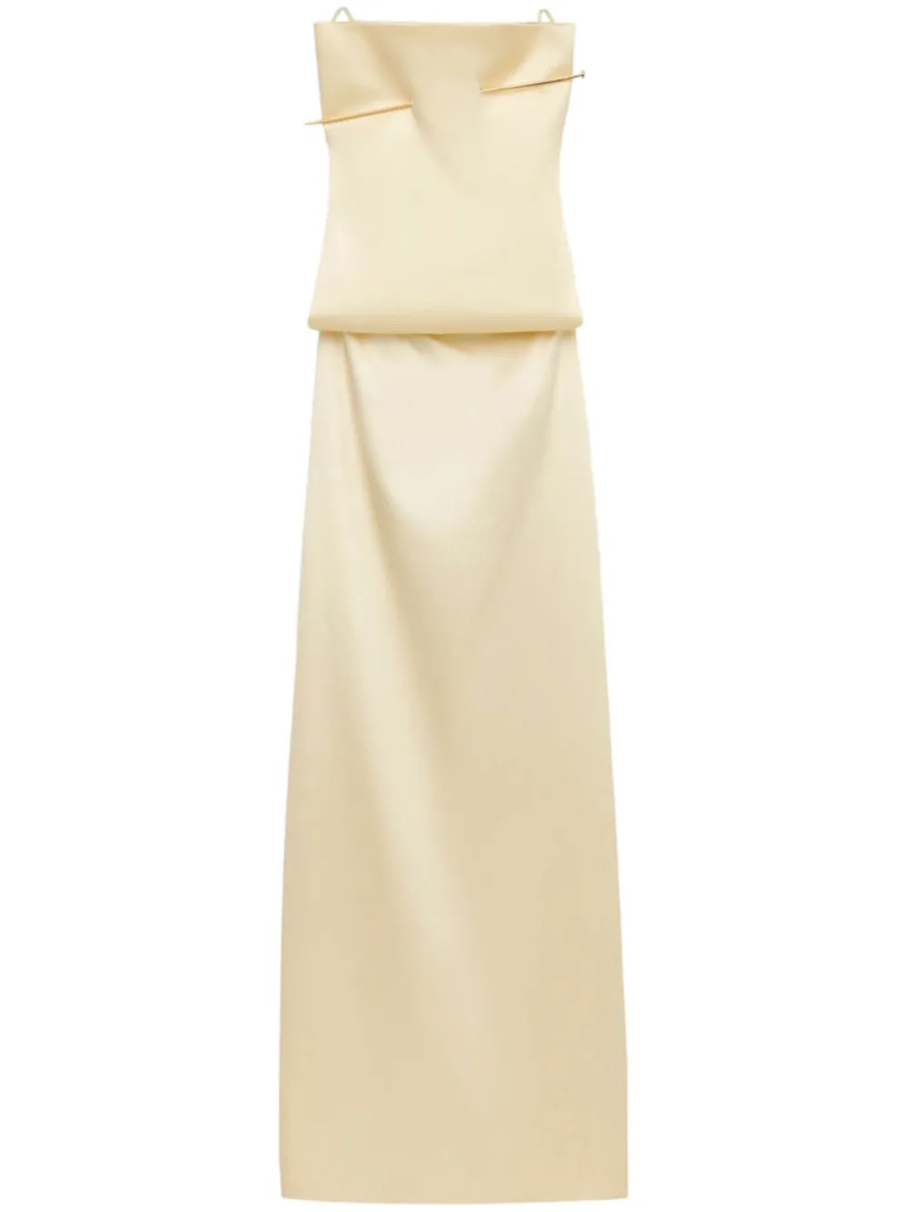 Loewe Pin Open Back Silk Maxi Dress — Yellow — Size XS — Front View