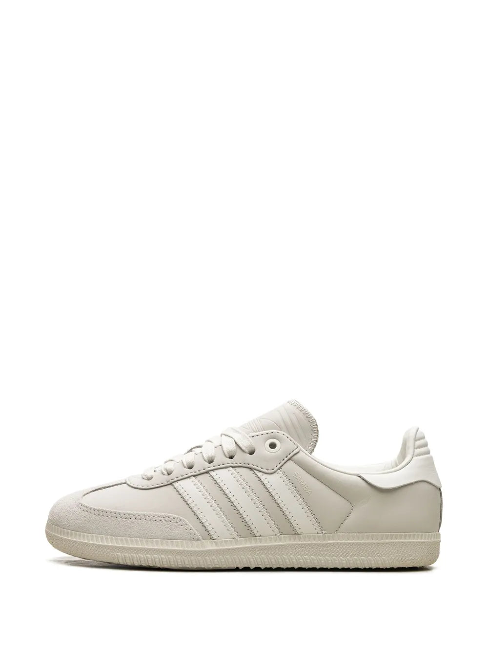 adidas X Pharrell Williams Samba Cloud White Sneakers — Cloud White — Size US M 10 - US W 11.5 — Detail View
