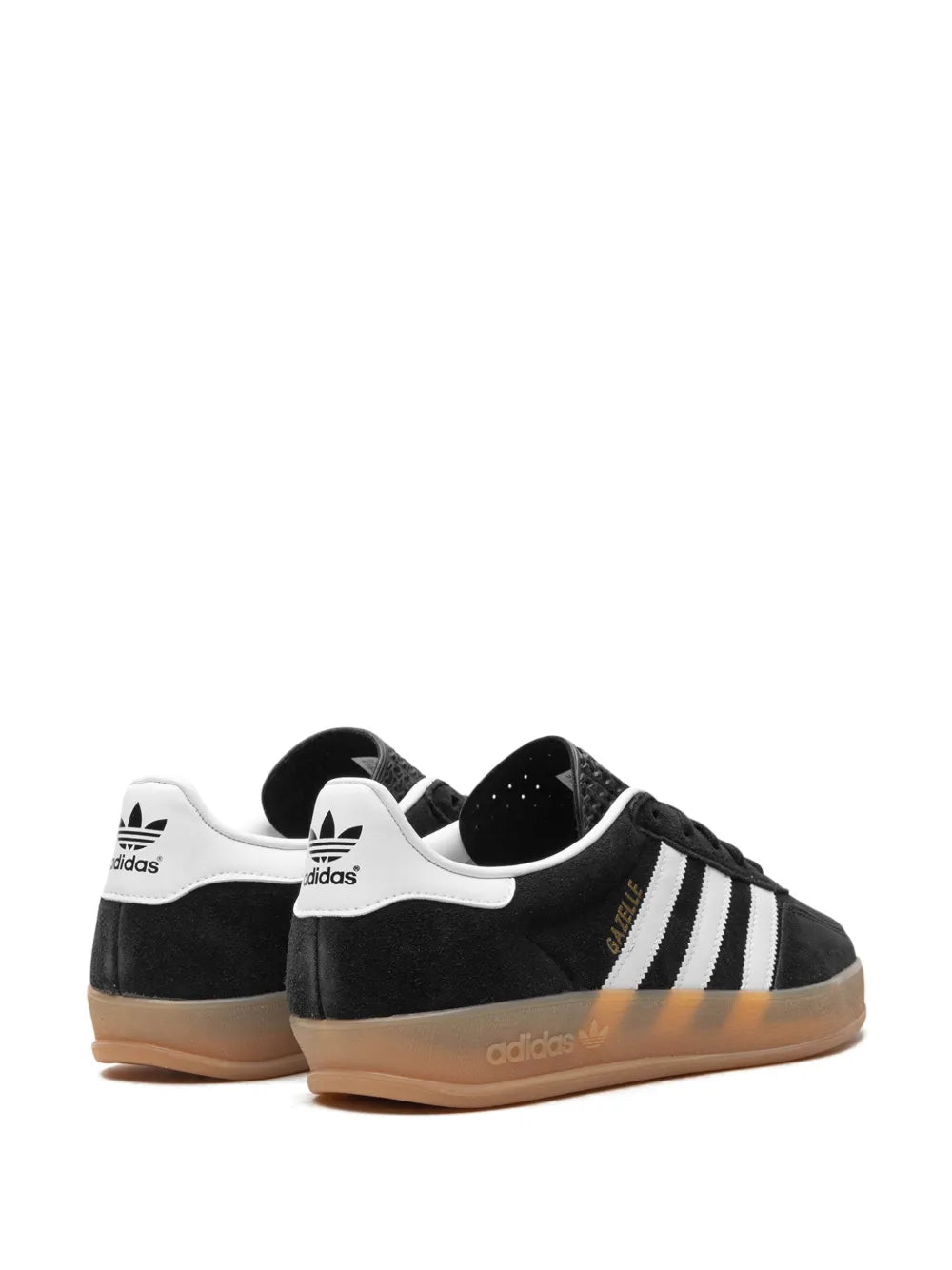 adidas Gazelle Indoor Core Black/White/Gum Sneakers — Black/White — Size US M 3.5 - US W 5 — Back View