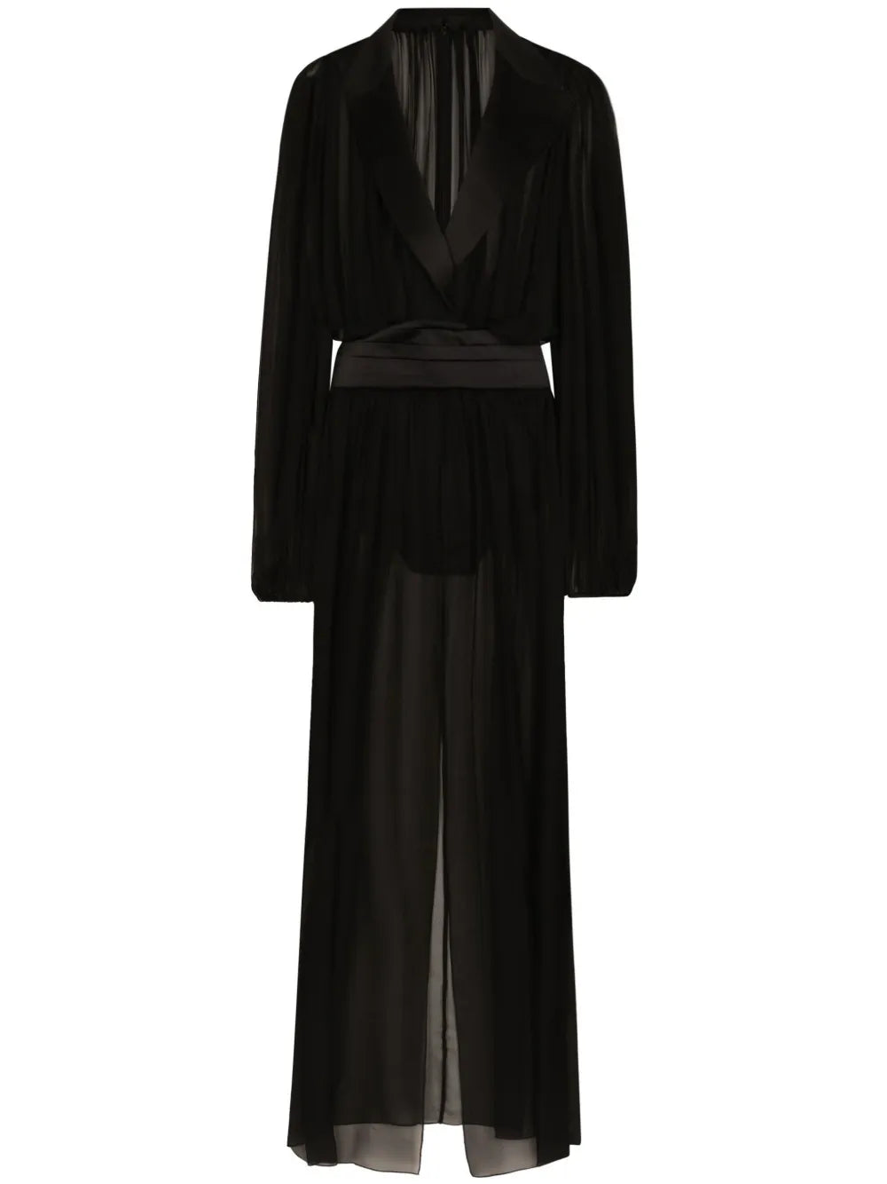 Dolce Gabbana Chiffon Dress — Black — Size XS — Front View
