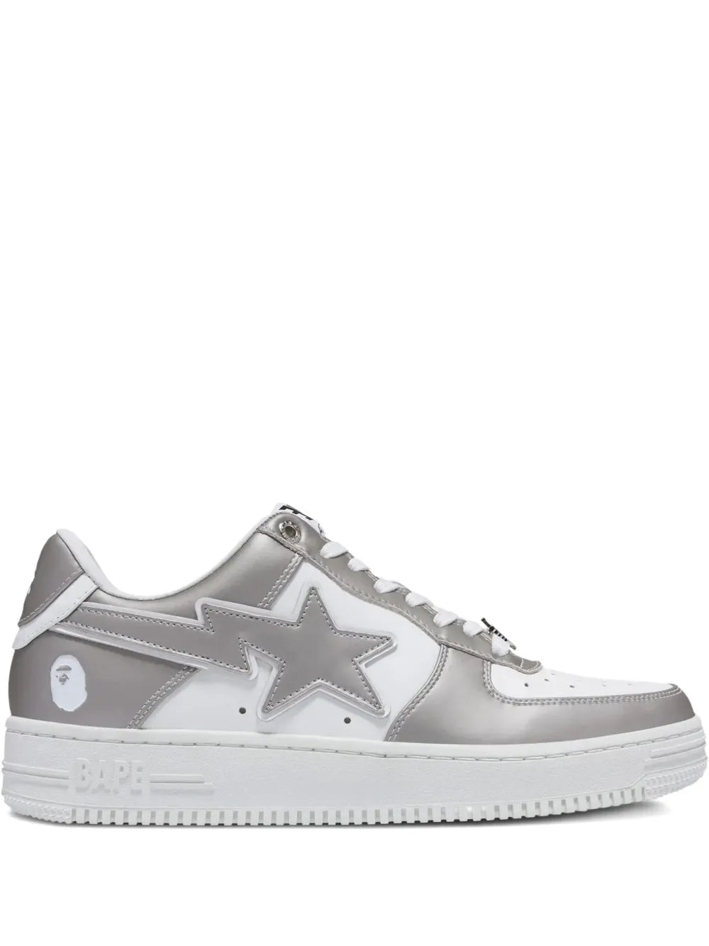A Bathing Ape?Bape Sta #4 Logo Sneakers — White / Grey — Size US M 3.5 - US W 5 — Front View