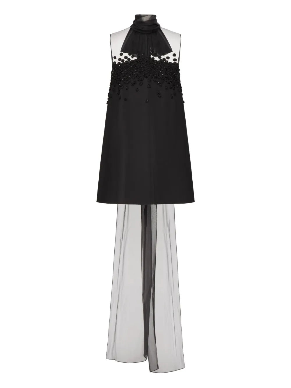 Valentino Garavani Embroidered Mini Dress — Black/ Red — Size XS — Front View