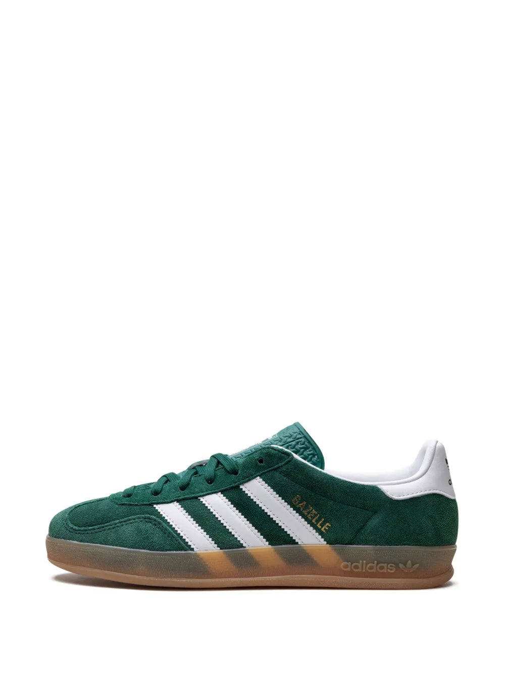 adidas Gazelle Indoor Collegiate Green Sneakers — Forest Green/White — Size US M 3.5 - US W 5 — Detail View
