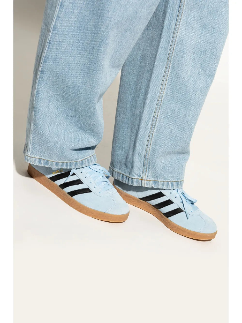 adidas Gazelle Sneakers — Light Blue/Orange — Size US M 11.5 - US W 13 — Side View