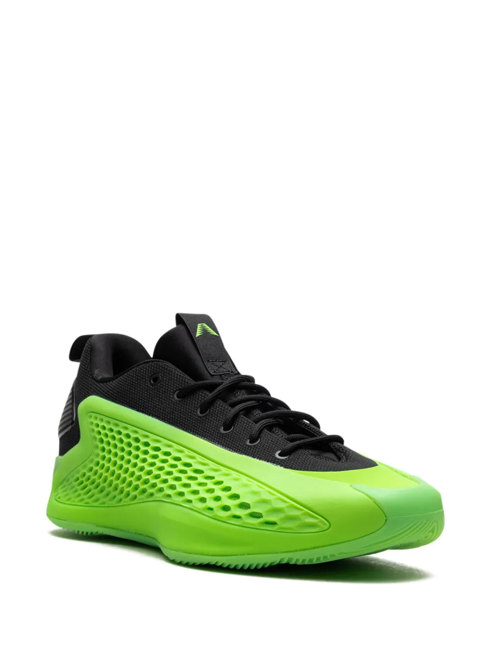 adidas Anthony Edwards 1 Low Slime - Lucid Lime/Aurora Ink/Core Black Sneakers — Black/Green — Size US M 9 - US W 10.5 — Side View