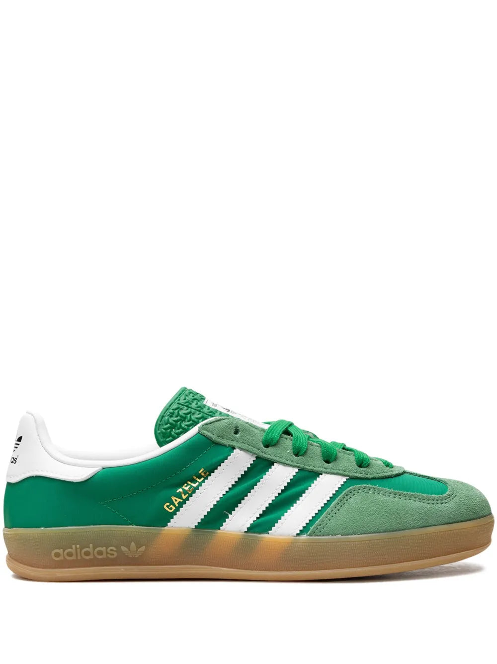 adidas Gazelle Indoor Green Gum Sneakers — Emerald Green/White — Size US M 3.5 - US W 5 — Front View
