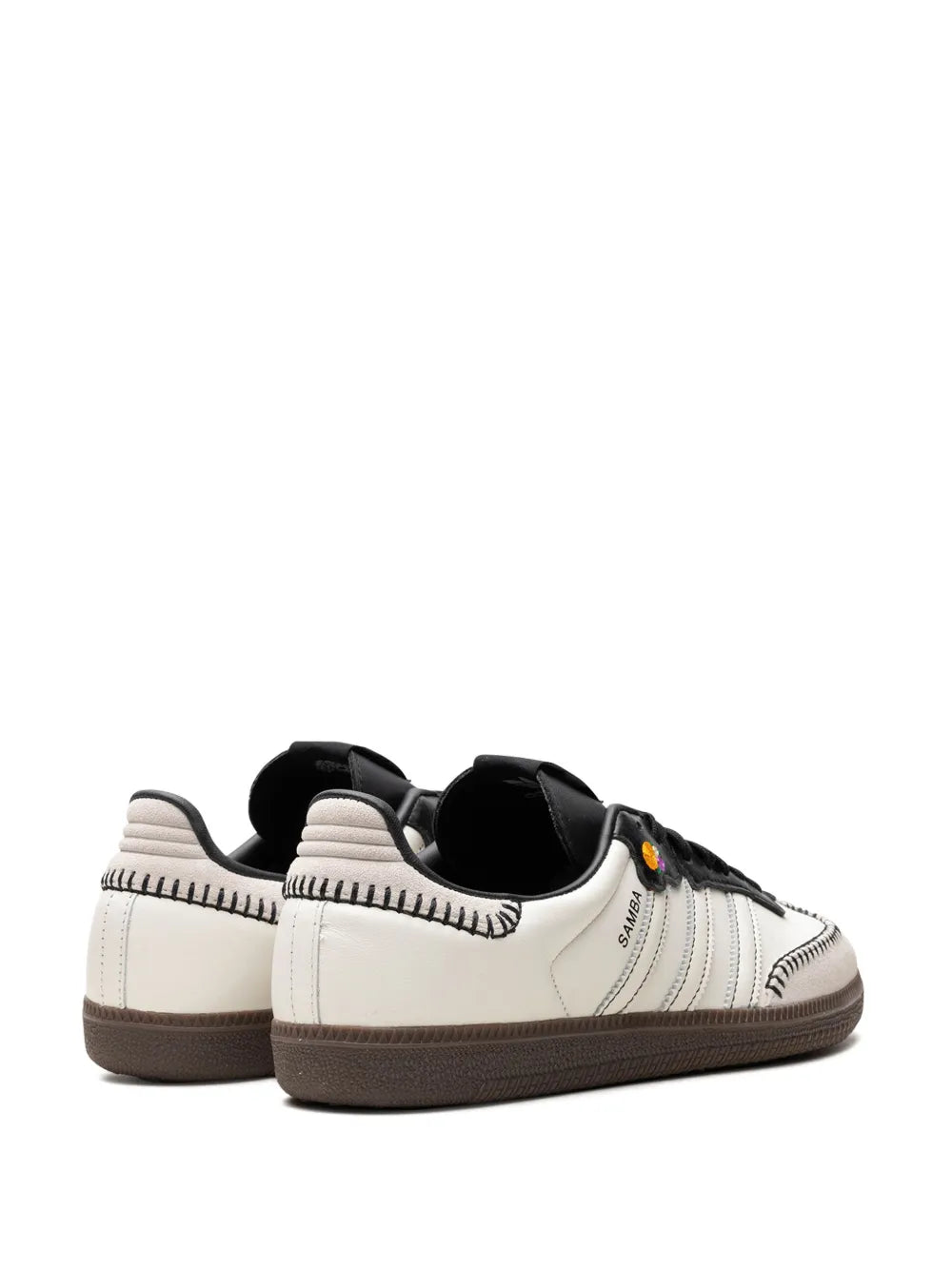 adidas Samba Og D? De Los Muertos - White Sneakers — Off-White/Black/Orange — Size US M 11.5 - US W 13 — Back View