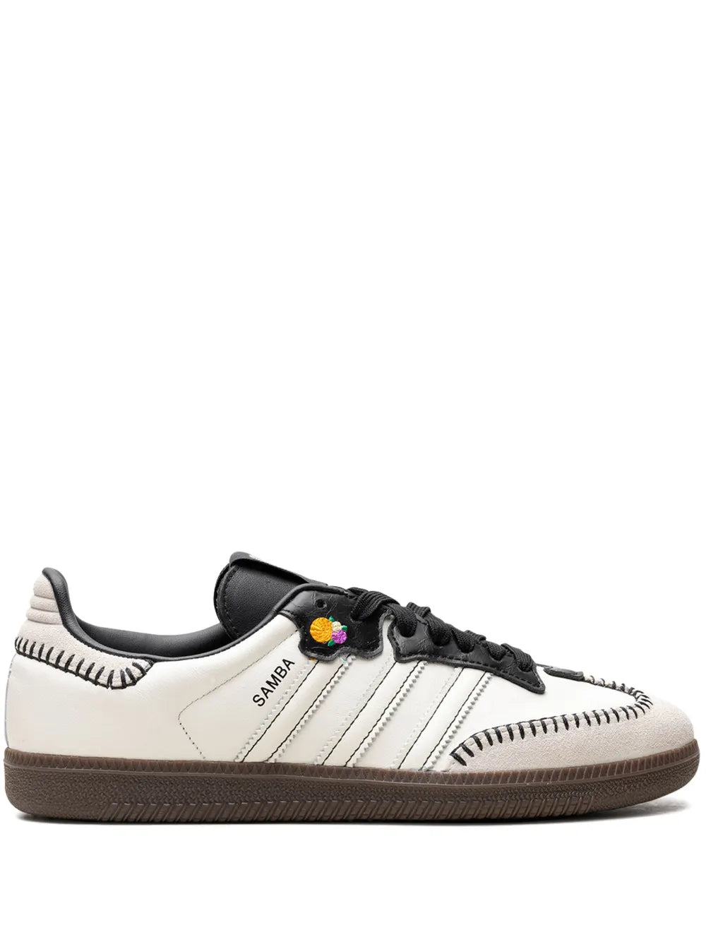 adidas Samba Og D? De Los Muertos - White Sneakers — Off-White/Black/Orange — Size US M 11.5 - US W 13 — Front View