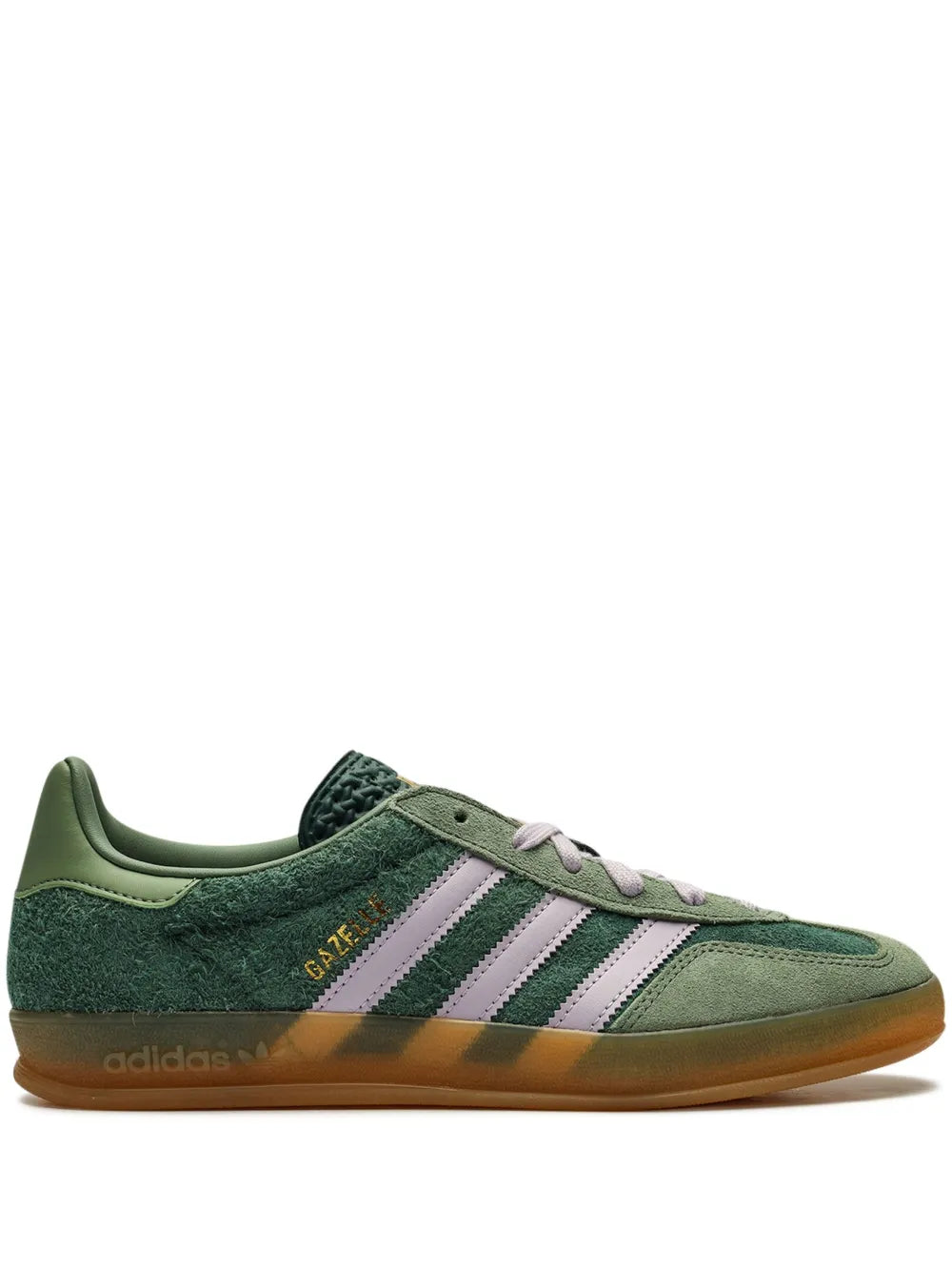 adidas Gazelle Indoor Mineral Green/ Silver Sneakers — Mineral Green/Silver — Size US M 3.5 - US W 5 — Front View
