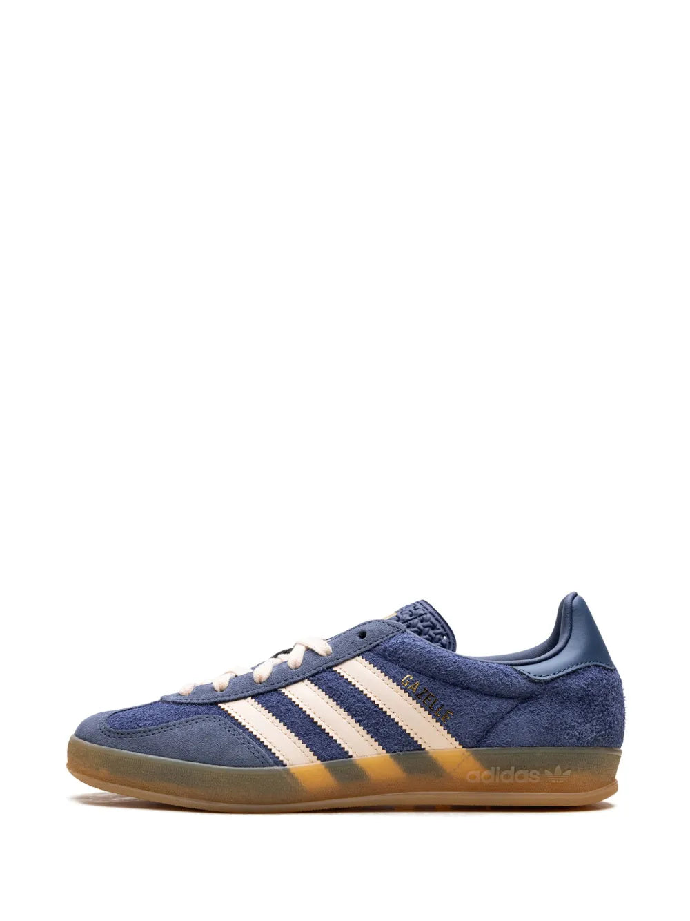 adidas Gazelle Indoor Dark Blue Suede Sneakers — Indigo Blue/White — Size US M 3.5 - US W 5 — Detail View