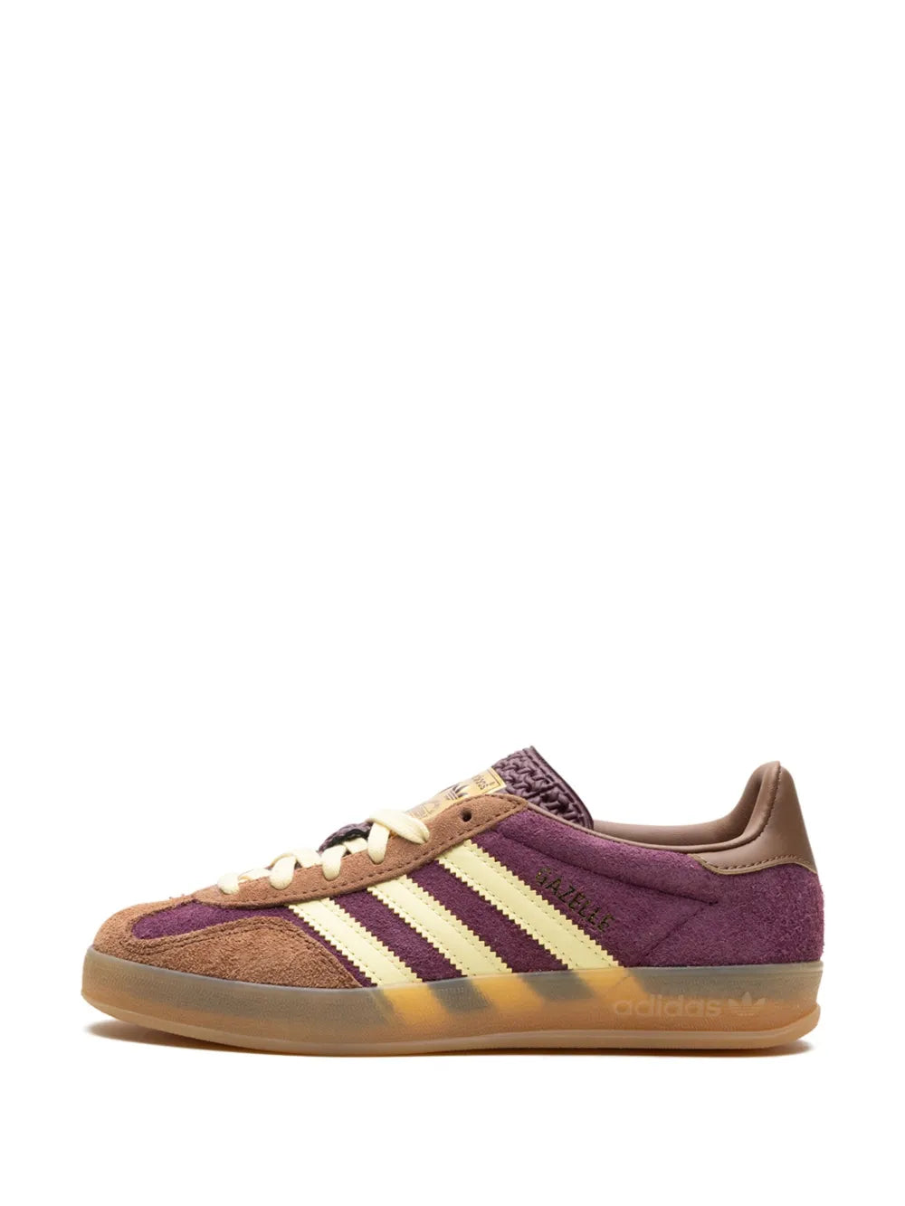 adidas Gazelle Indoor Maroon/Almost Yellow/Preloved Brown Sneakers — Maroon/Yellow/Brown — Size US M 3.5 - US W 5 — Detail View