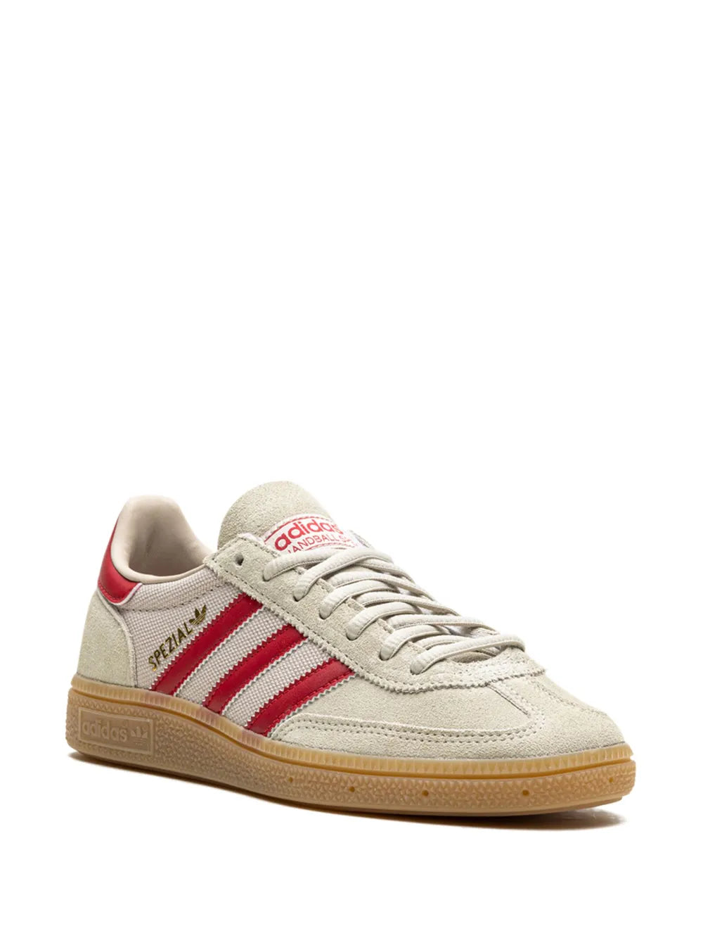 adidas Handball Spezial Putty Grey/Team Victory Red/Wonder Beige Sneakers — Light Grey/Red — Size US M 9.5 - US W 11 — Side View