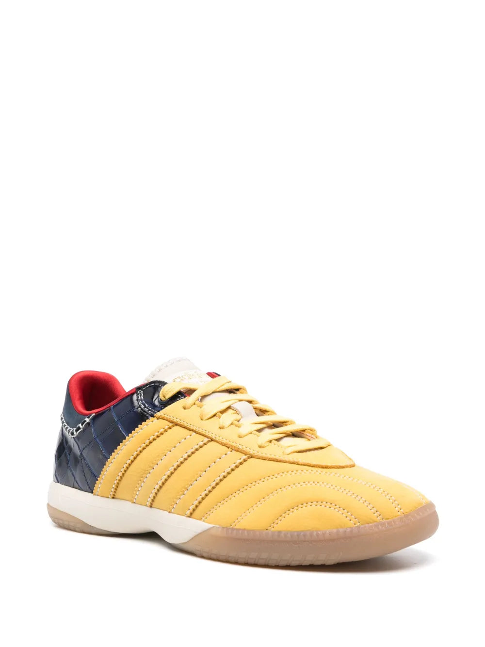 adidas Samba Millenium Wales Bonner - Fade Gold/Navy Croc Sneakers — Banana Yellow/Navy Blue — Size US M 10.5 - US W 12 — Side View