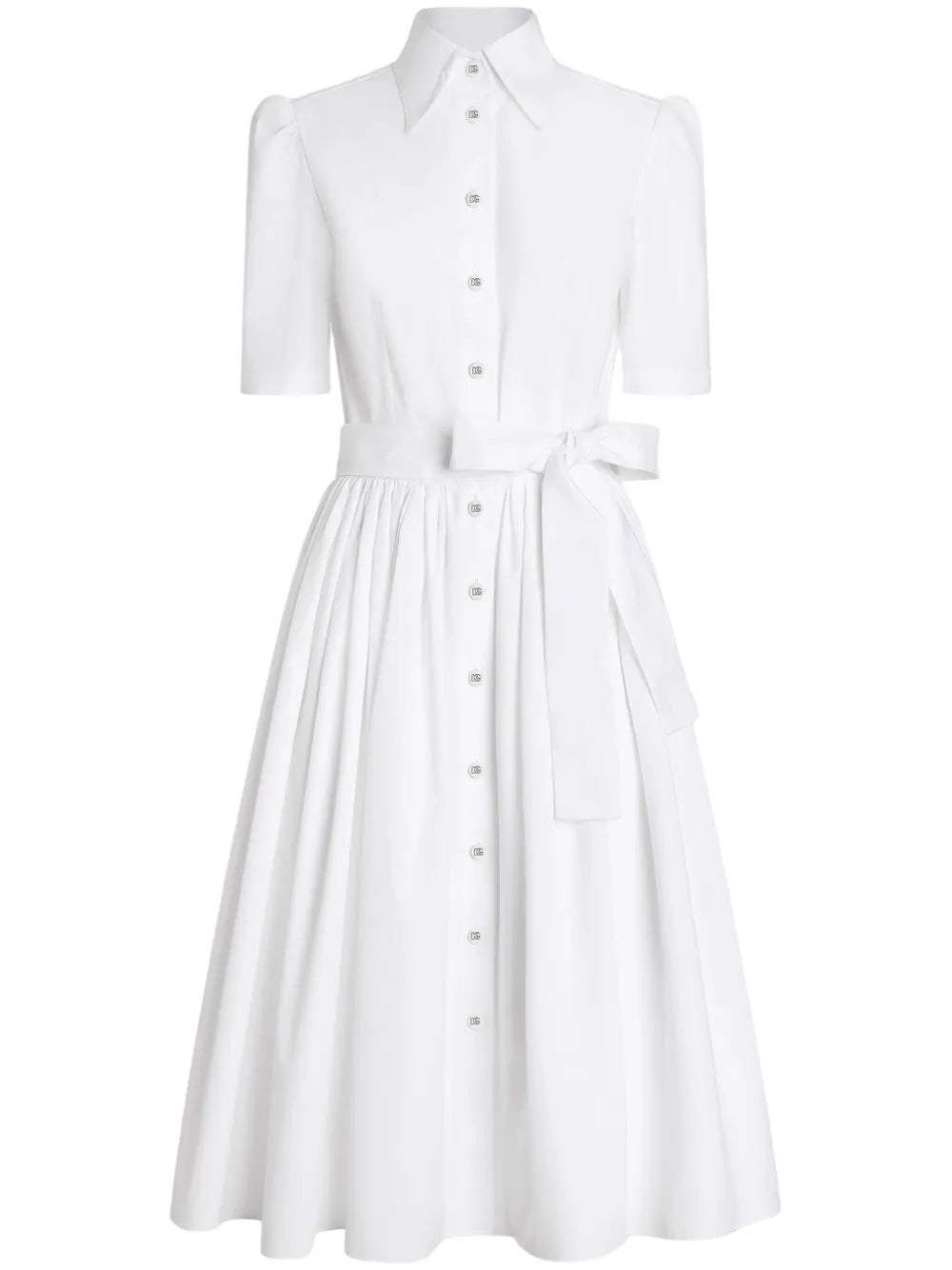 Dolce Gabbana Poplin Shirt Dress — White — Size M — Front View