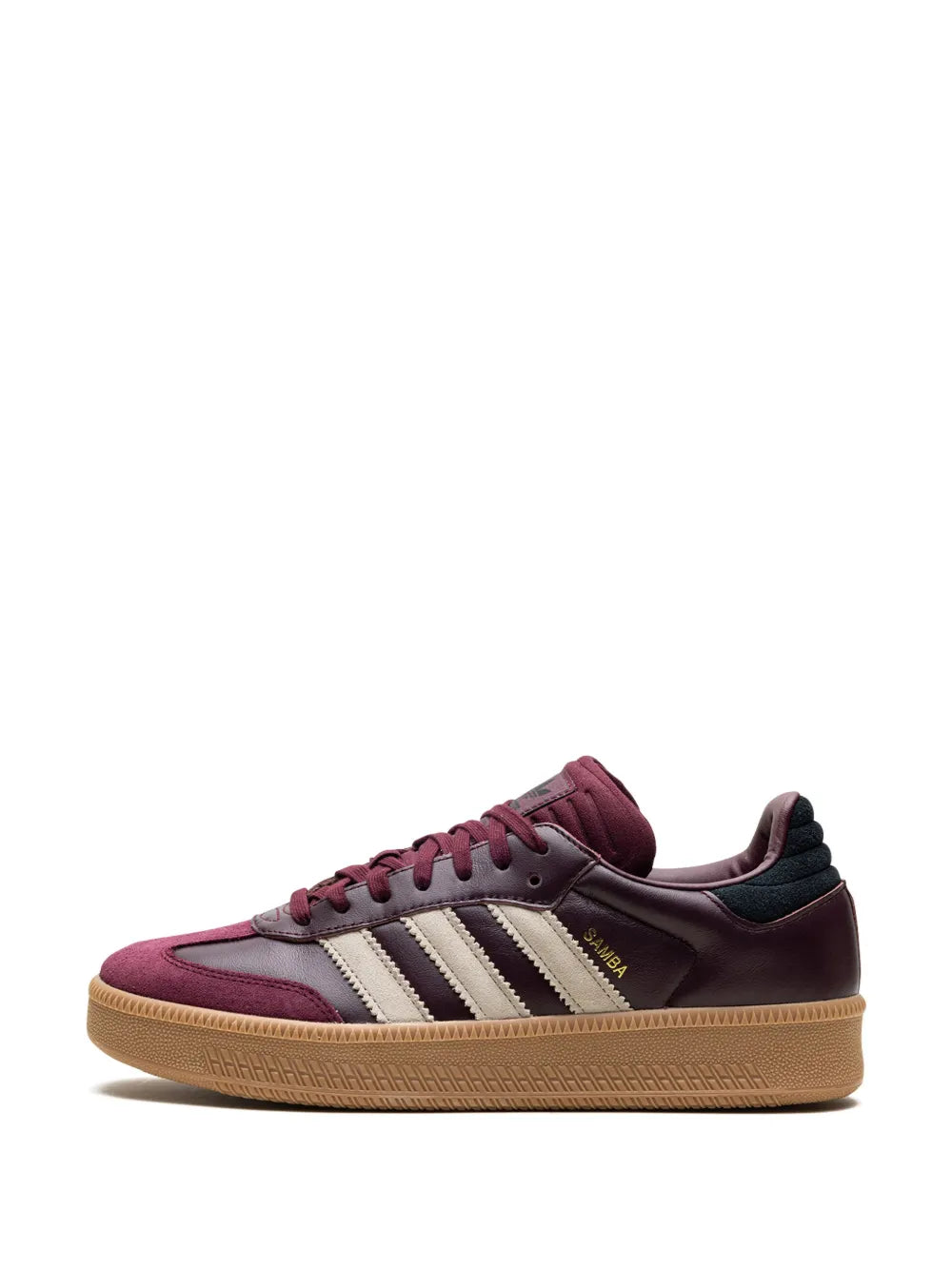 adidas Samba Xlg Maroon Sneakers — Burgundy/Light Grey/Black — Size US M 3.5 - US W 5 — Detail View