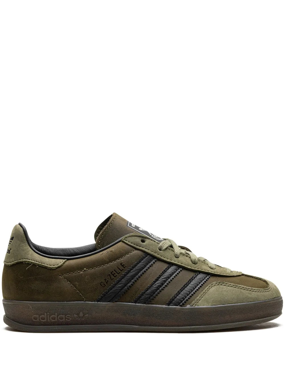 adidas Gazelle Indoor Focus Olive Sneakers — Olive Green — Size US M 3.5 - US W 5 — Front View