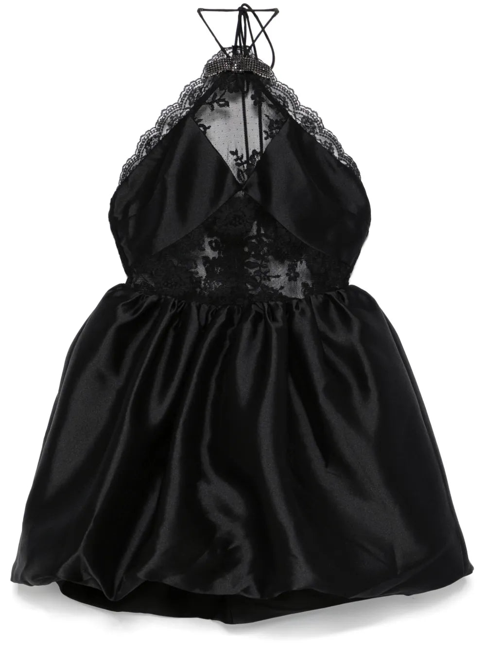 Self Portrait Lace Detailed Mini Dress — Black — Size S — Front View