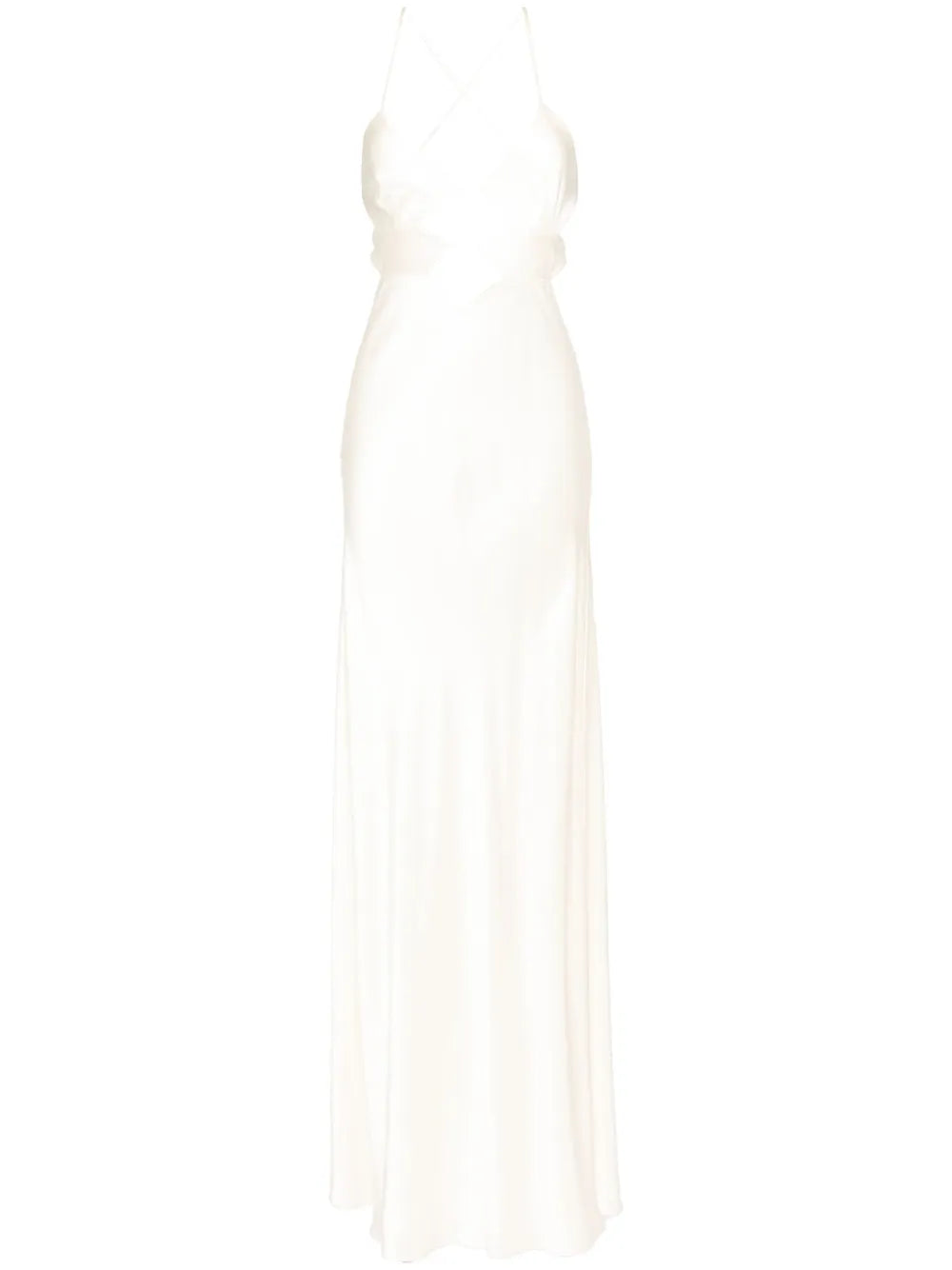 Michelle Mason Cutout Detail Gown — White/ Ivory — Size XS — Front View