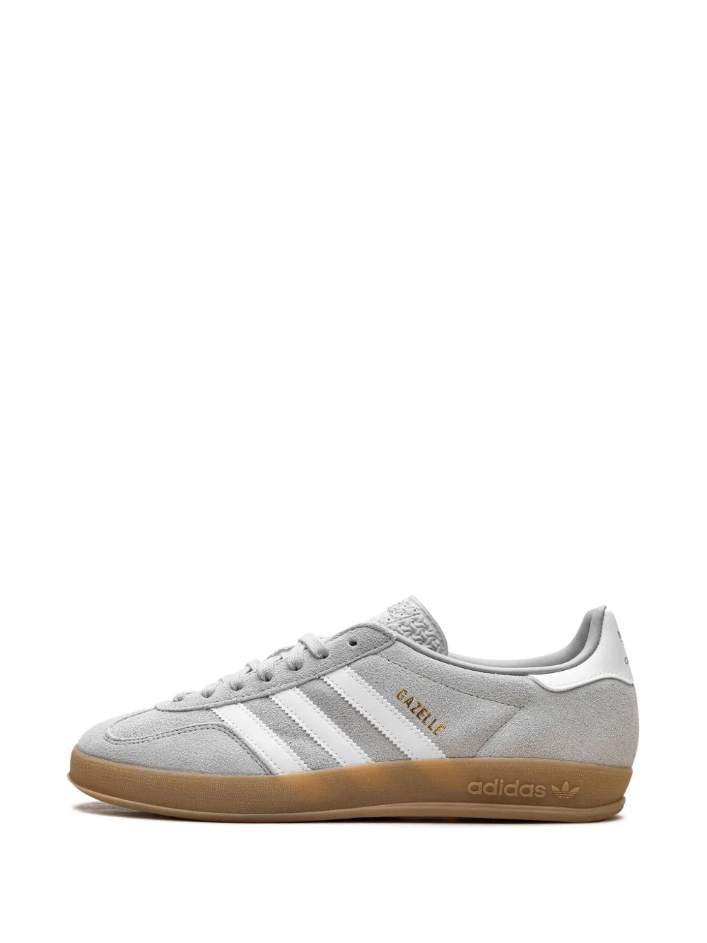 adidas Gazelle Indoor Grey Two/Cloud White/Gold Metallic Sneakers — Grey — Size US M 3.5 - US W 5 — Detail View