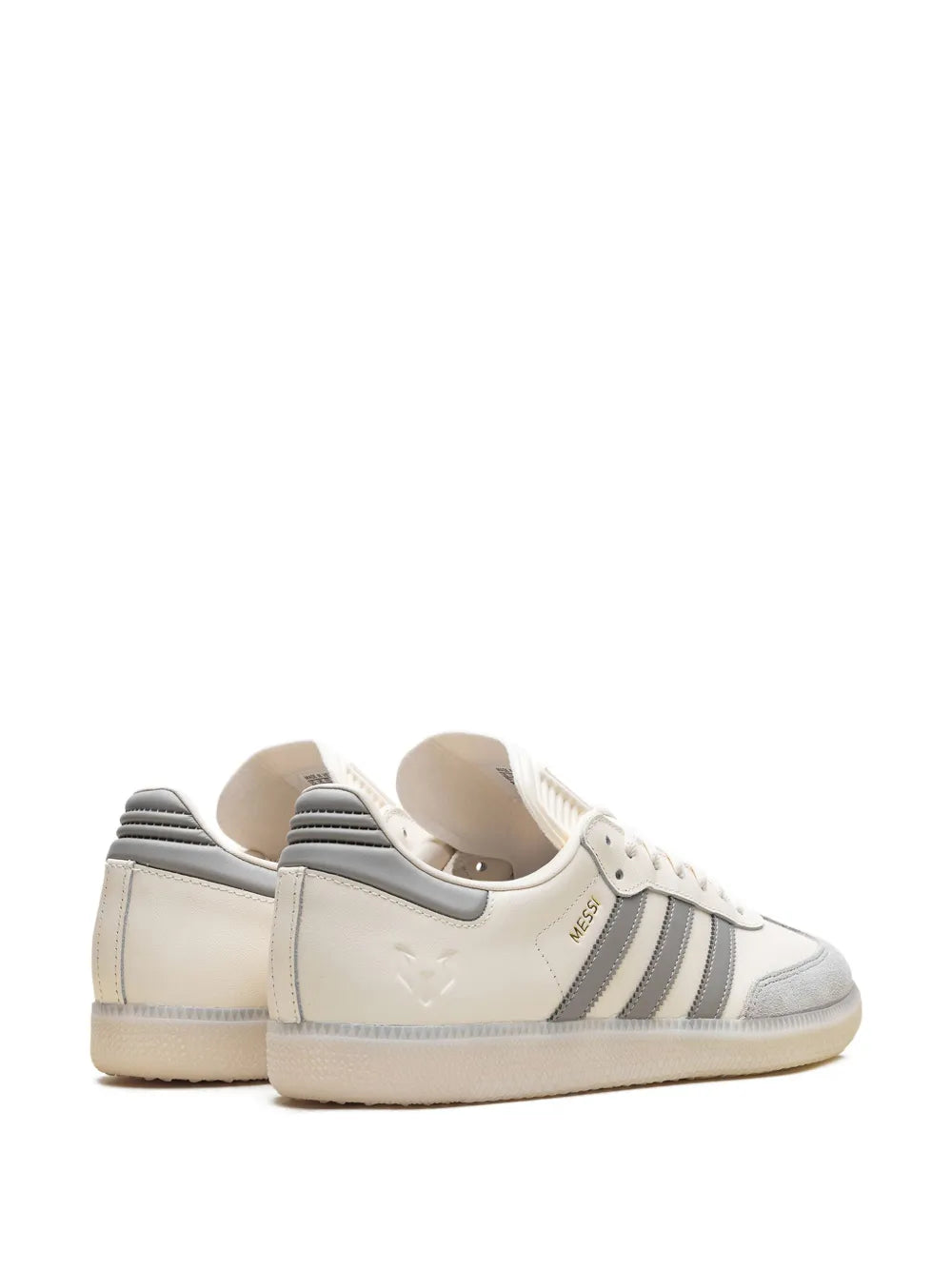 adidas Samba Lionel Messi - Cream White/Light Brown/Metallic Gold Sneakers — White — Size US M 10.5 - US W 12 — Back View