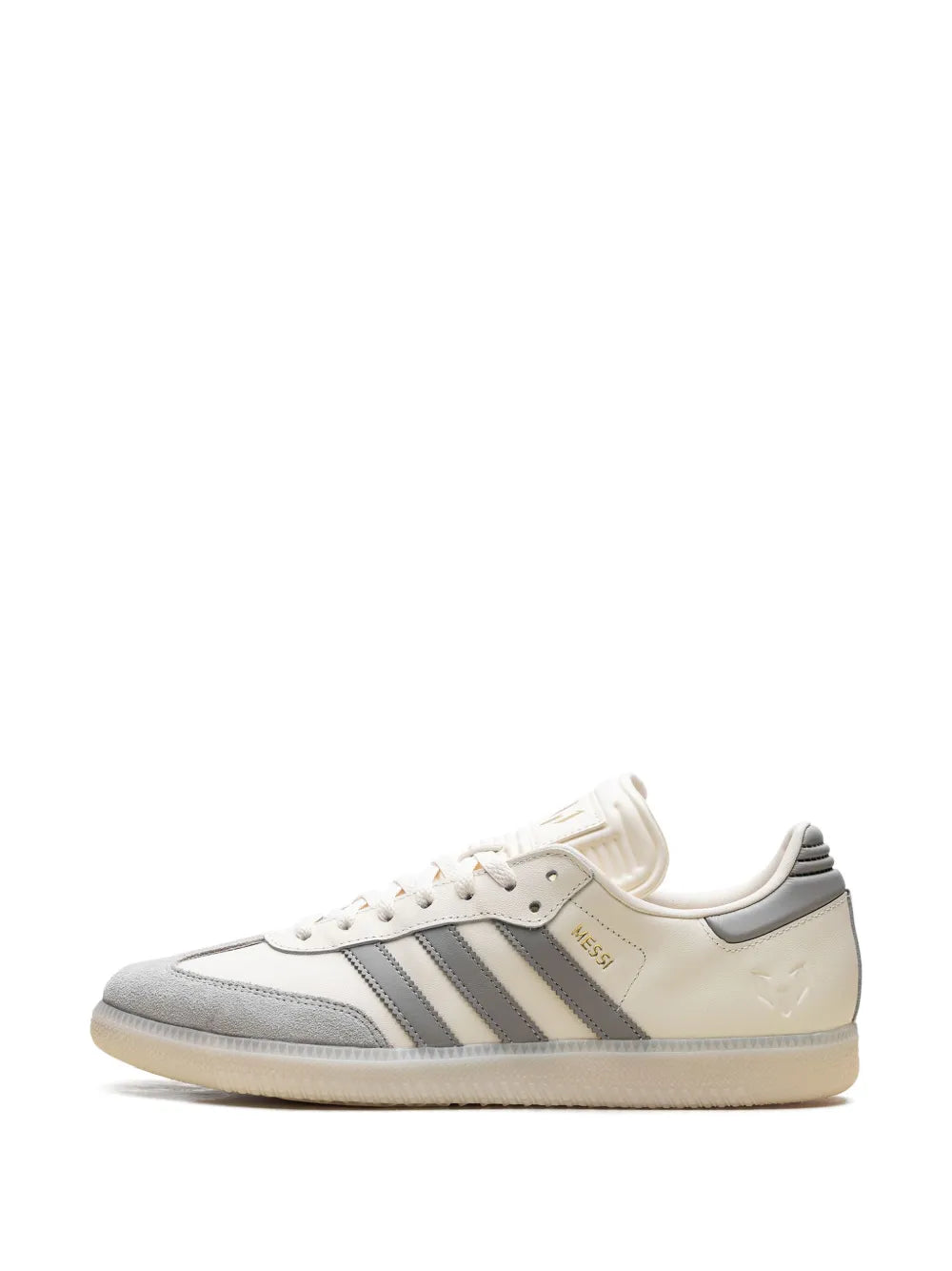 adidas Samba Lionel Messi - Cream White/Light Brown/Metallic Gold Sneakers — White — Size US M 10.5 - US W 12 — Detail View