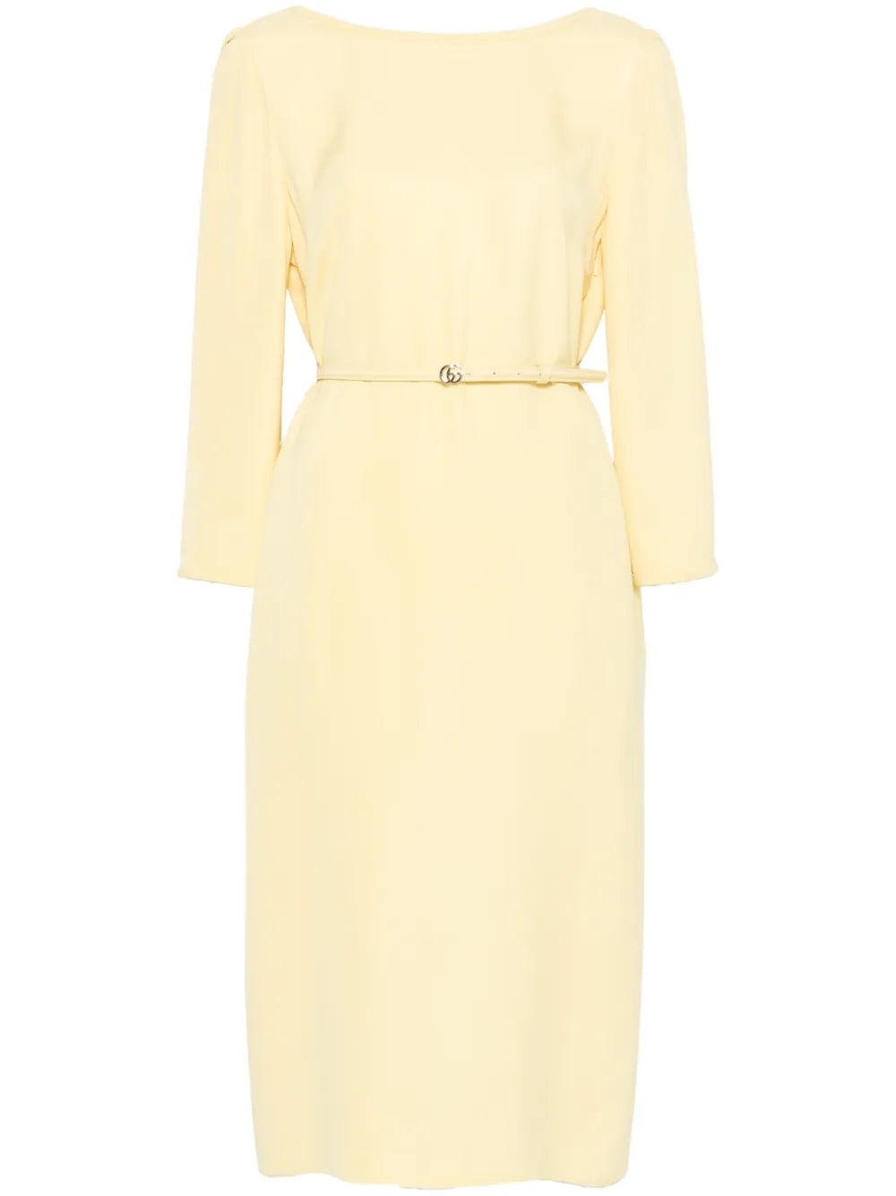 Gucci Cady Midi Dress — Yellow — Size M — Front View