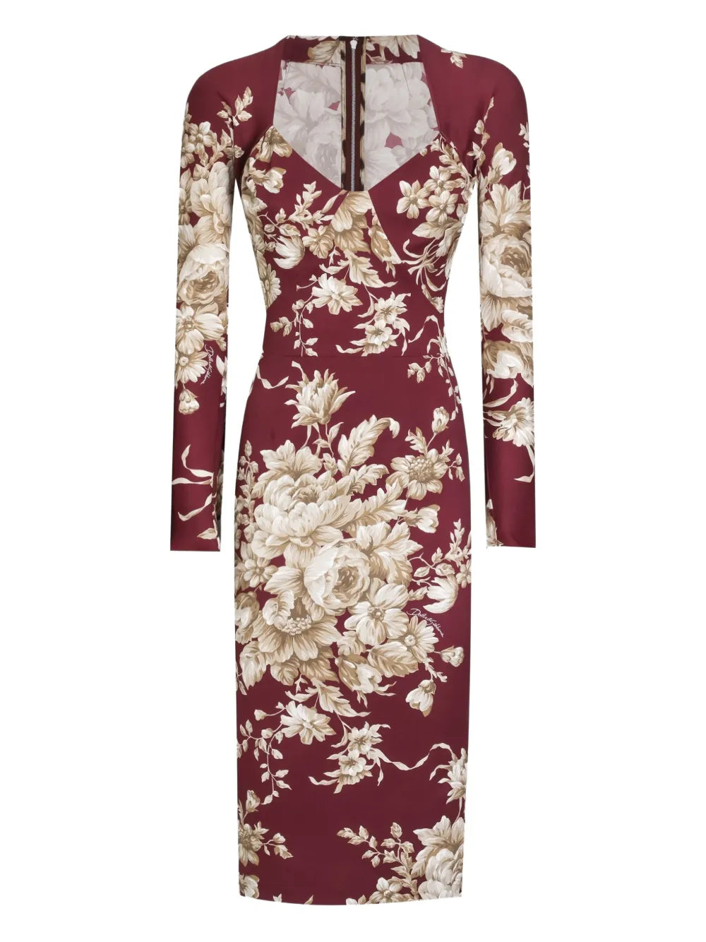 Dolce Gabbana Floral Print Long Sleeve Midi Dress — Same as shown — Size S — Front View
