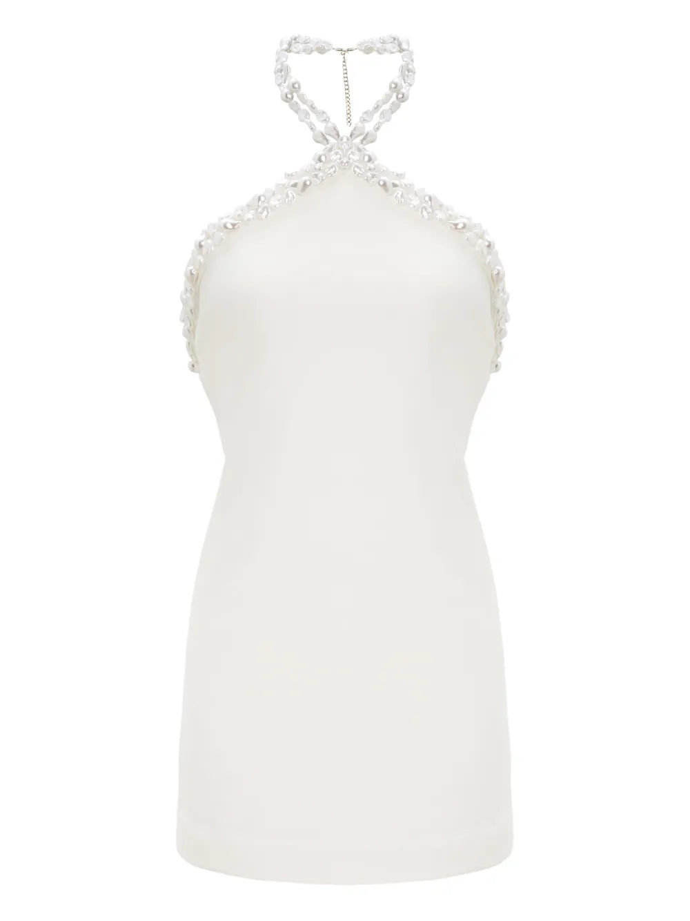 Retrofete Beaded Halter Neck Mini Dress — White — Size S — Front View
