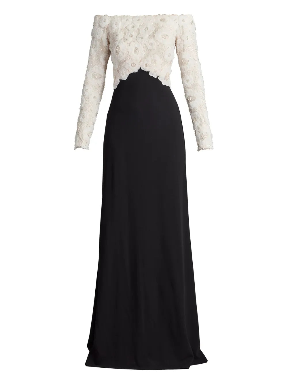 Tadashi Shoji Lace Inset Maxi Dress — White — Size S — Front View