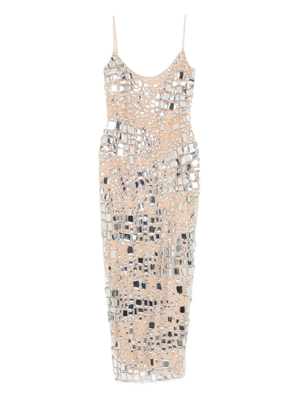 Georges Hobeika Embellished Midi Dress — Beige — Size XS — Front View
