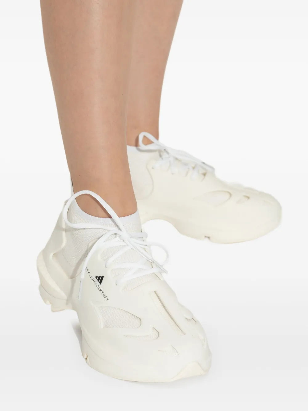 adidas By Stella Mccartney Sock-Style Mesh Sneakers — White — Size US M 10 - US W 11.5 — Lifestyle View