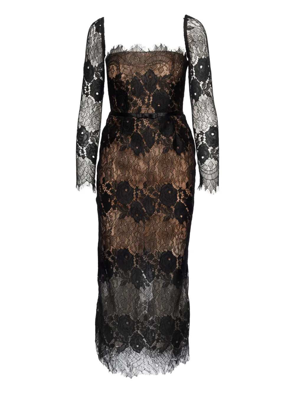 Ana Radu Lace Midi Dress — Black — Size S — Front View