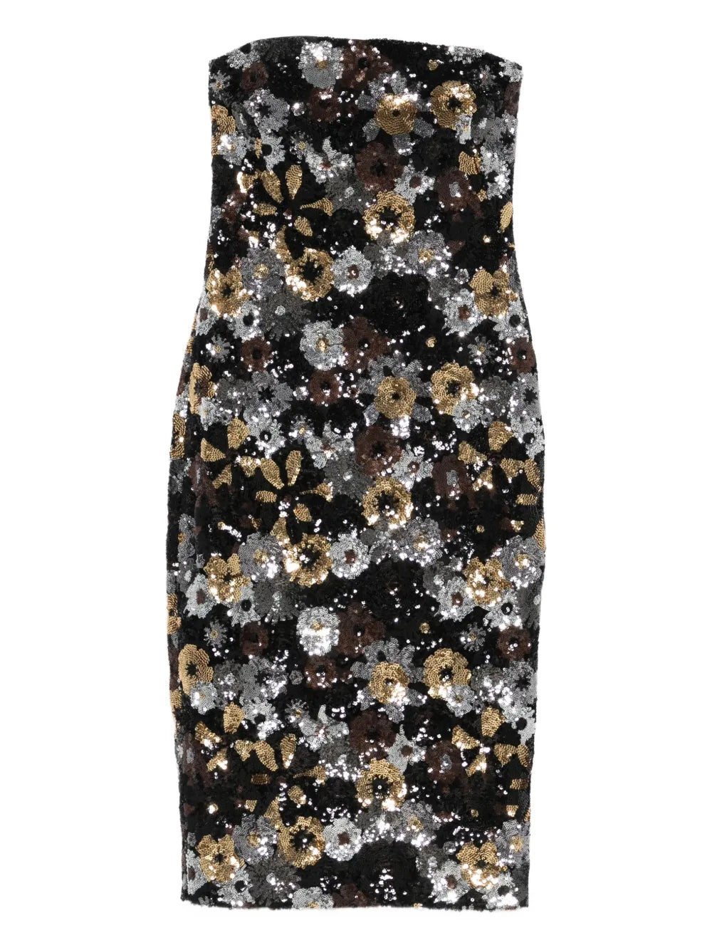 Max Mara Sequin Embellished Floral Print Midi Dress — Black — Size XXS — Front View