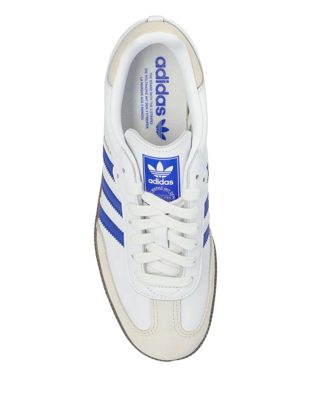 adidas Samba 3-Stripes Sneakers — White — Size US M 9.5 - US W 11 — Top View