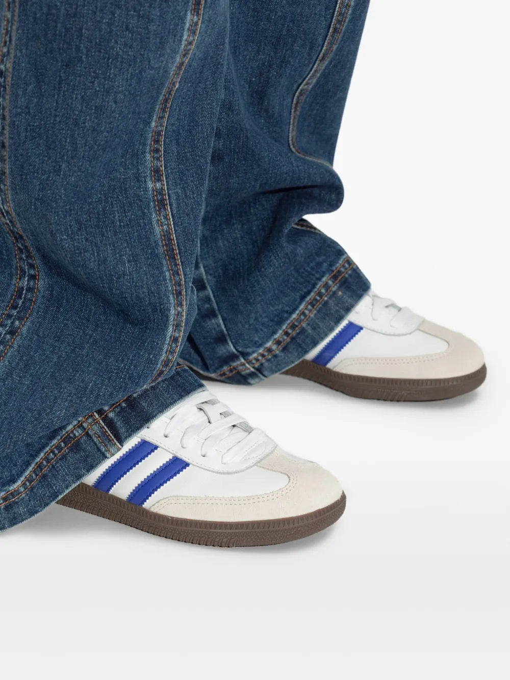 adidas Samba 3-Stripes Sneakers — White — Size US M 9.5 - US W 11 — Lifestyle View