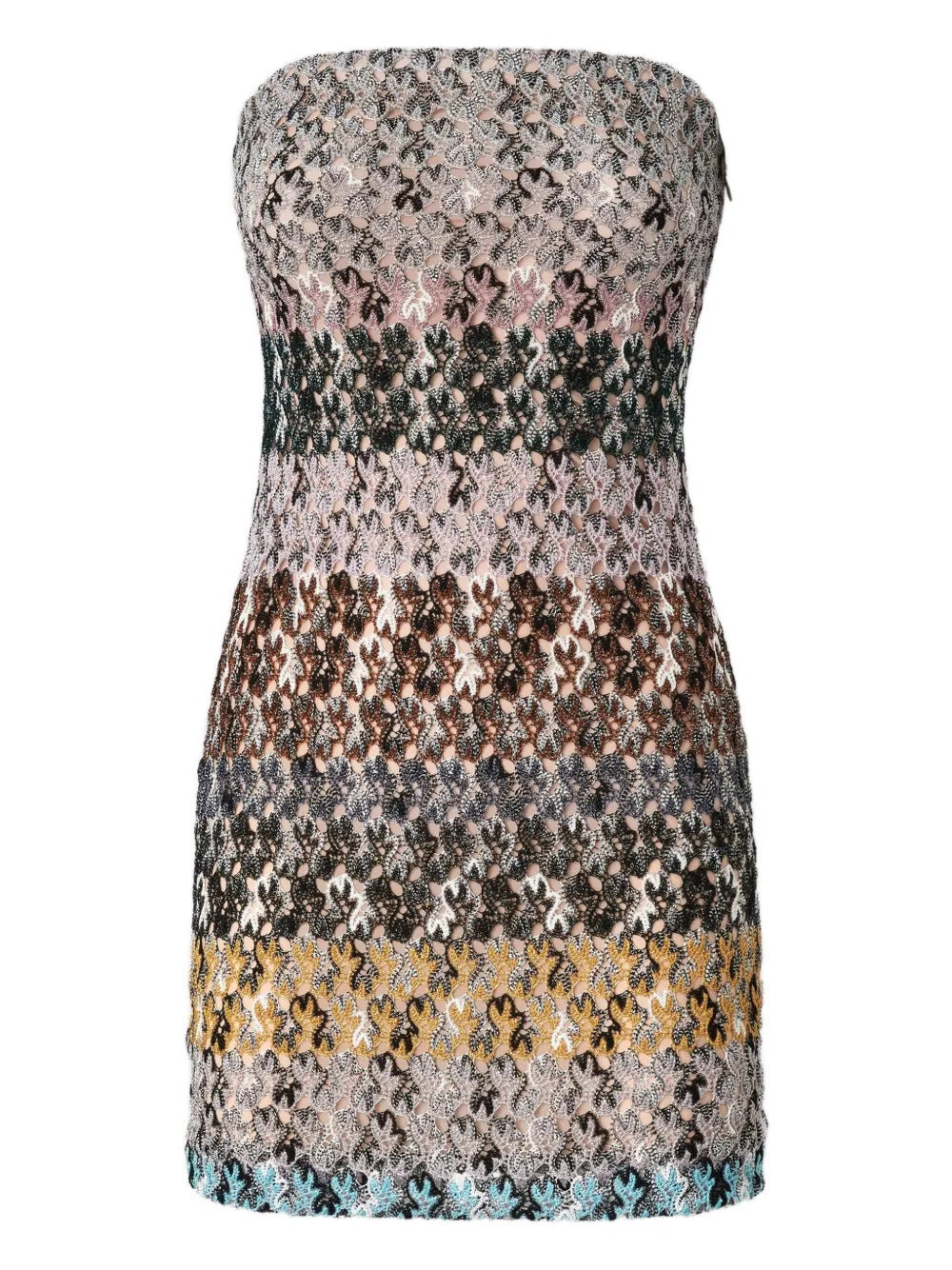 Missoni Strapless Embellished Mini Cocktail Dress — Brown — Size XS — Front View