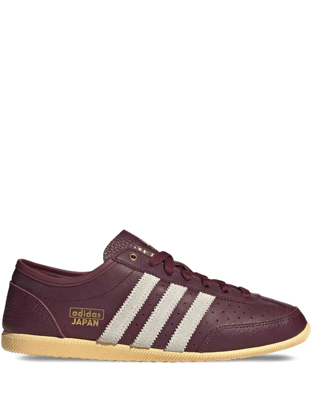 adidas Japan Decon Three-Stripe Leather Sneakers — Burgundy — Size US M 10 - US W 11.5 — Front View