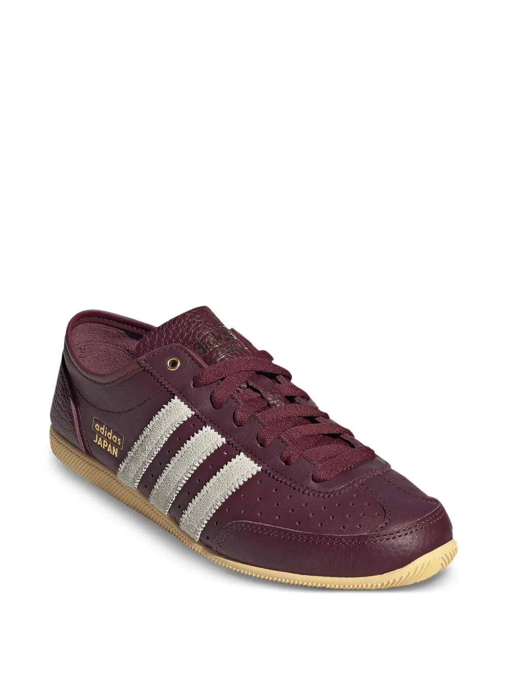adidas Japan Decon Three-Stripe Leather Sneakers — Burgundy — Size US M 10 - US W 11.5 — Side View
