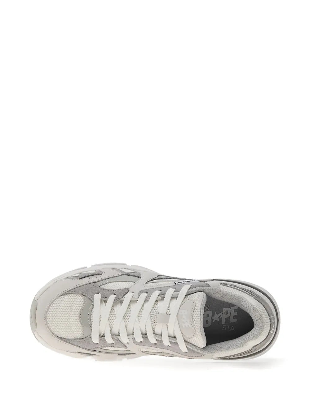 A Bathing Ape?Shark Sta #1 Low-Top Sneakers — Grey — Size US M 3.5 - US W 5 — Top View