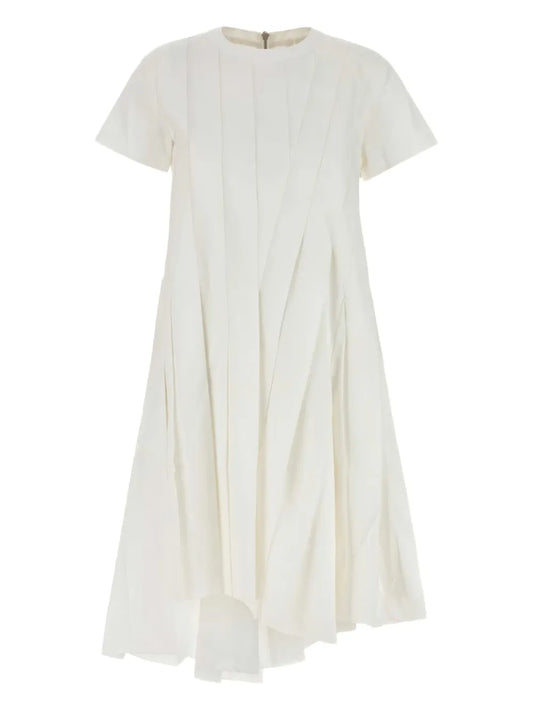 Sacai Pleated Panel Dress — White — Size S — Front View