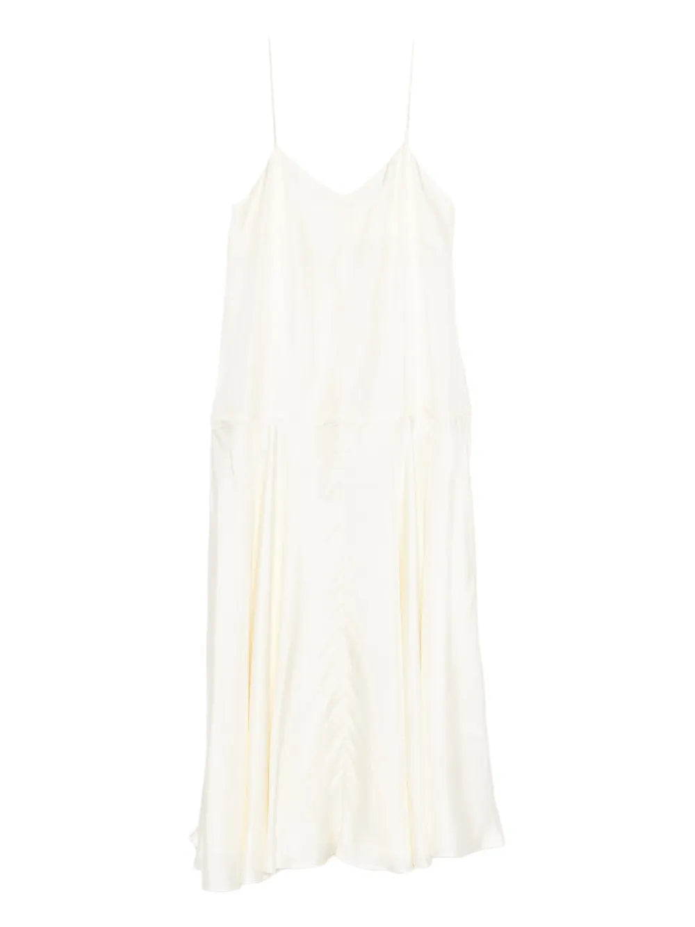 St Agni Silk Twill Slip Dress — White/ Red — Size XS — Front View