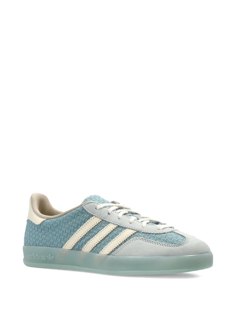 adidas Gazelle Indoor Three-Stripe Sneakers — Light Blue — Size US M 6 - US W 7.5 — Side View