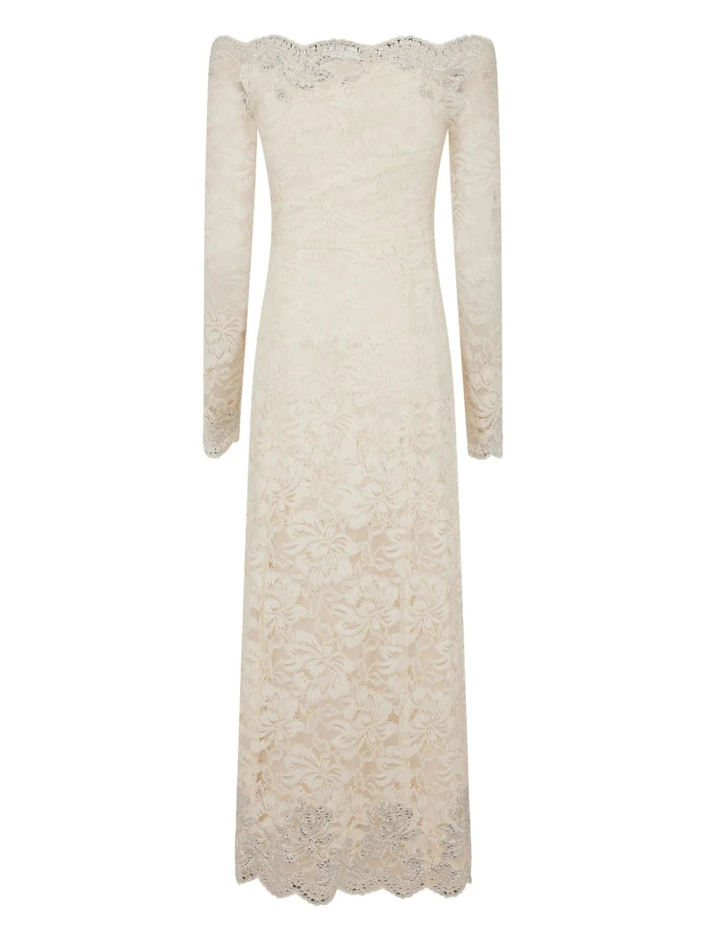 Rabanne Off Shoulder Lace Midi Dress — White — Size XS — Front View